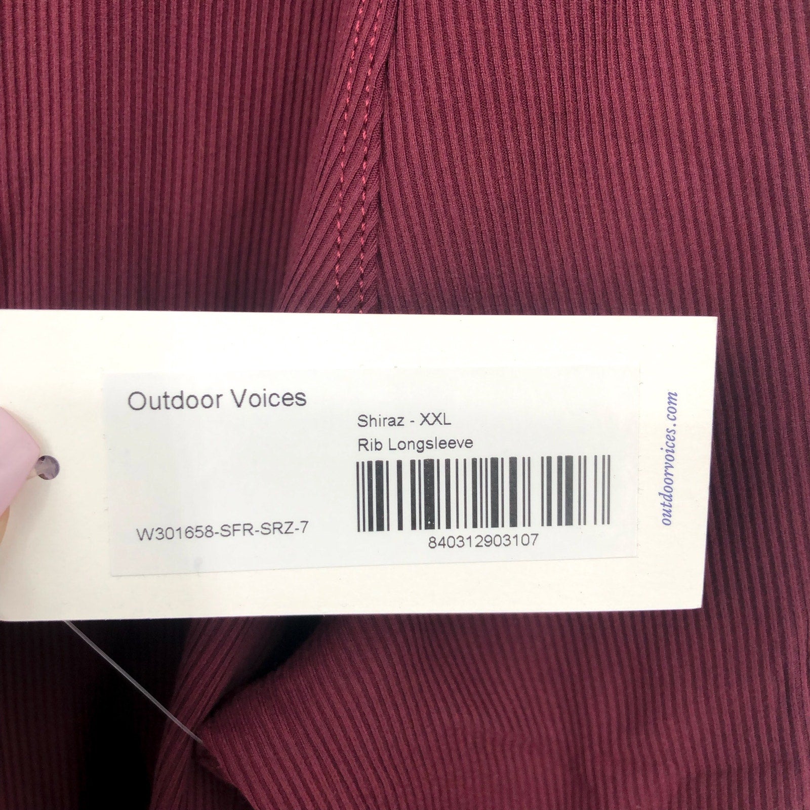 OUTDOOR VOICES Womens SuperForm Rib Crop Top XXL Red Shiraz Long Sleeve NWT