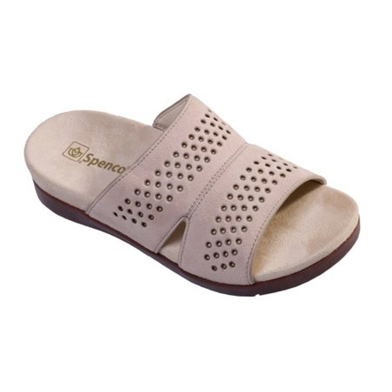 Spenco Women's Twilight Stud Sandal Size 9.5 WIDE Light Taupe Slip On NIB
