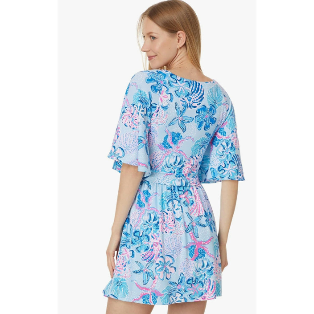 LILLY PULITZER Minka Skirted Romper XL Blue Multi Bahamas Beachcomber NWT