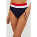 BEACH RIOT Heidi Bikini Bottom Medium Americana Colorblock Blue High Waist NWT