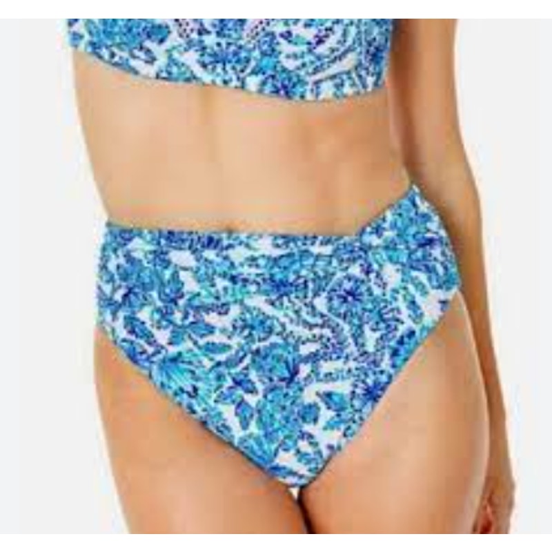 LILLY PULITZER Yarrow High-Waisted Bikini Bottom Size 2 Blue Turquoise Oasis NWT