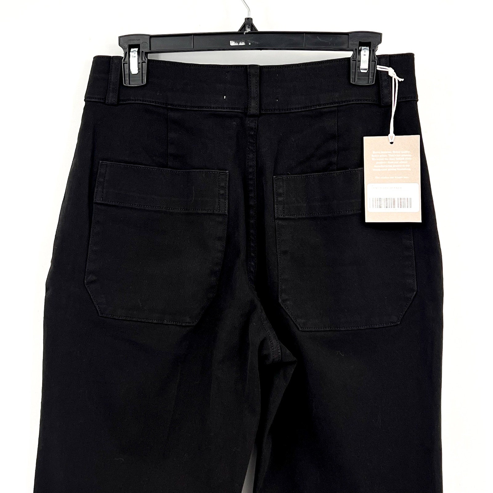 EVERLANE Women's Organic Kick Flare Pants Size 6 Black Stretch Twill NWT