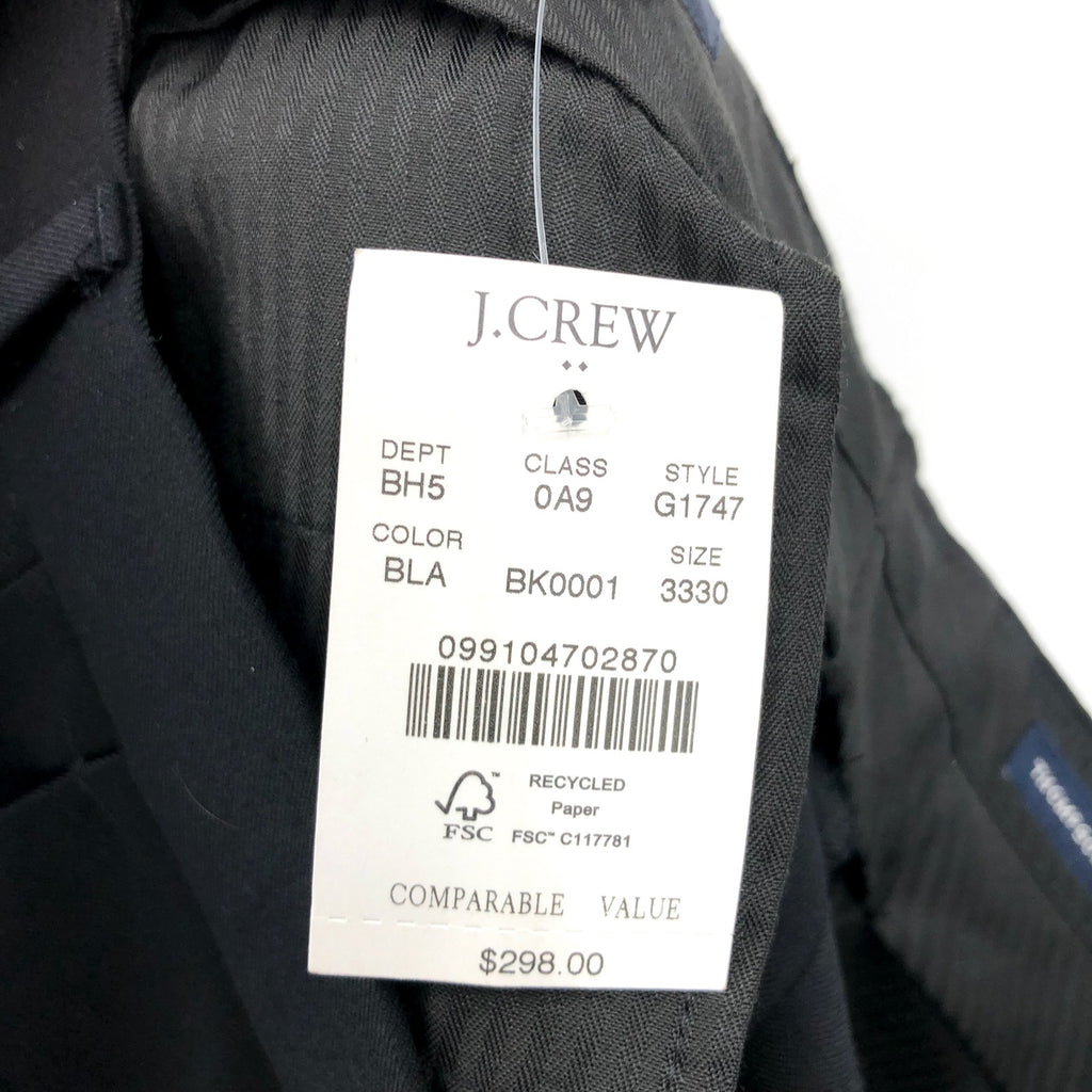 J.CREW Mens Slim-fit Thompson Worsted Wool Suit Pant 33x30 Black Flat Front NWT