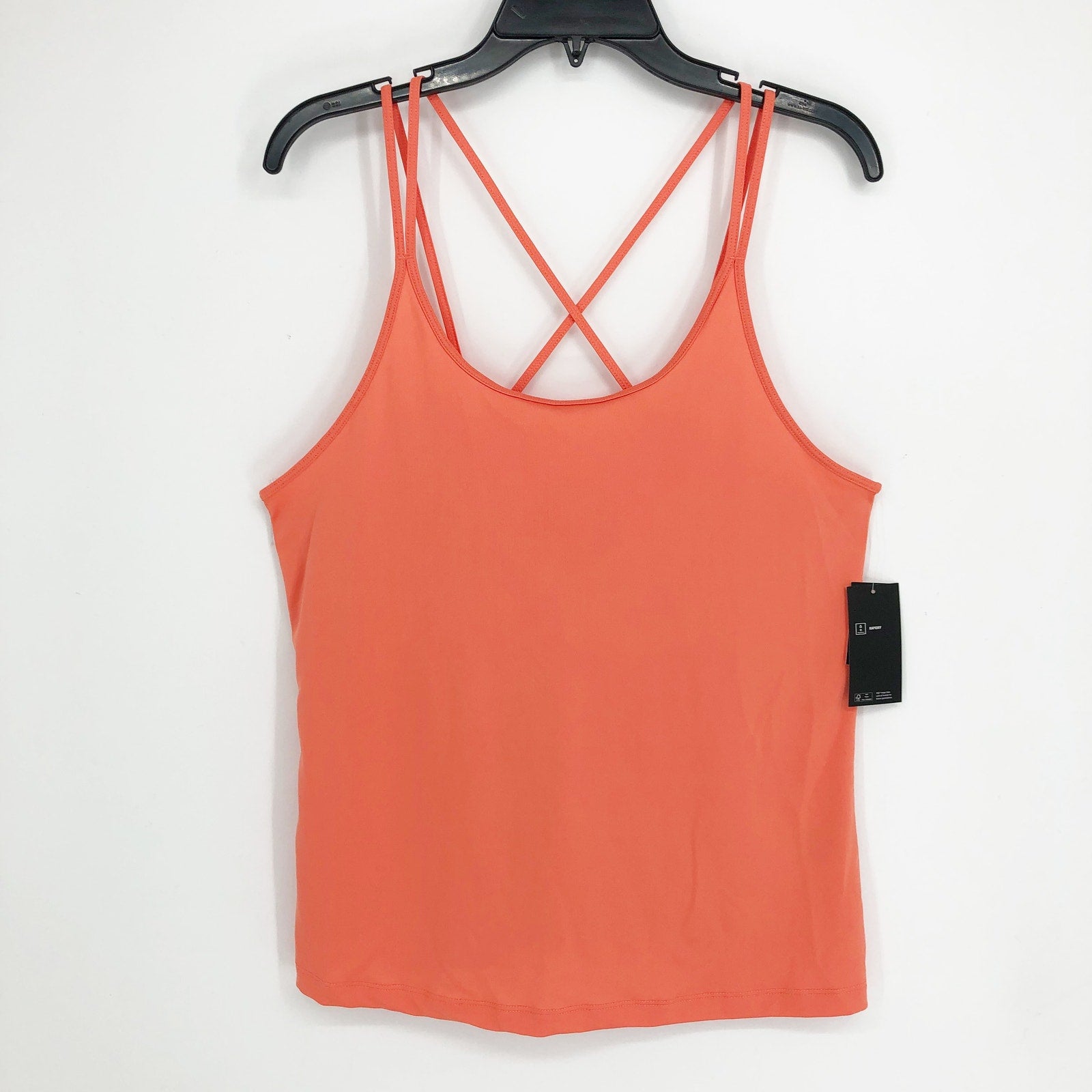 ID IDEOLOGY Women's Strappy Workout Tank Top Large Peach Orange Tech Knit NWT