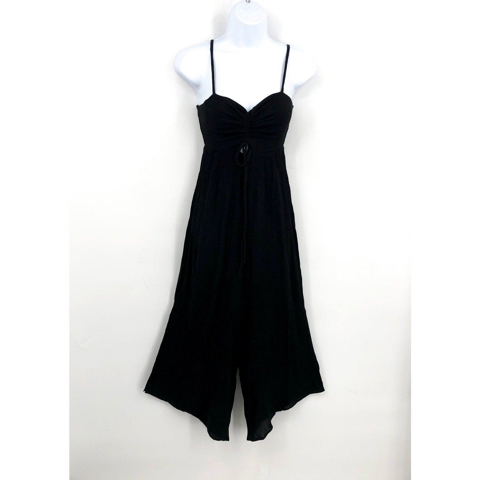 O'NEILL Women's Keiko Tank Jumpsuit XS Black Sleeveless Cut Out Wide Leg NWOT