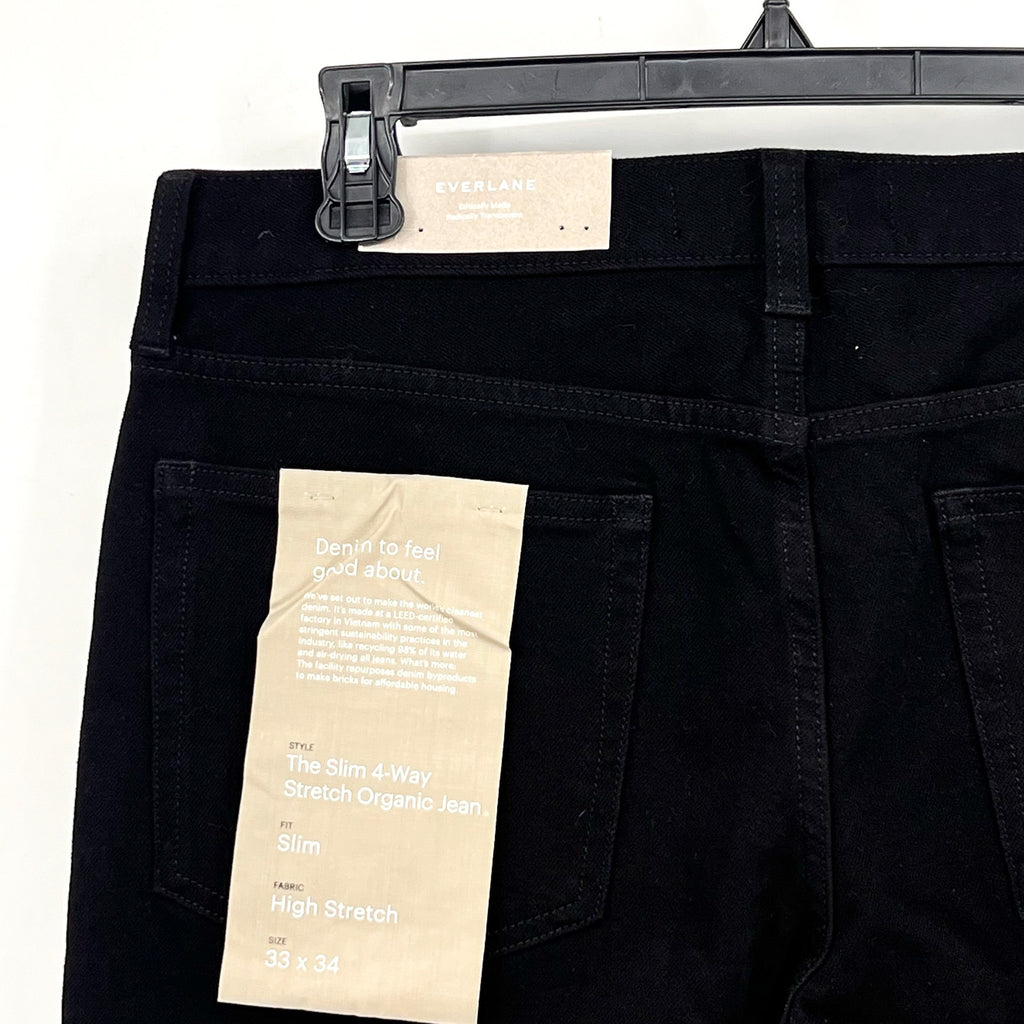 EVERLANE Uniform Men's Slim Jeans 33x34 Black 4-Way Stretch Organic Cotton NWT
