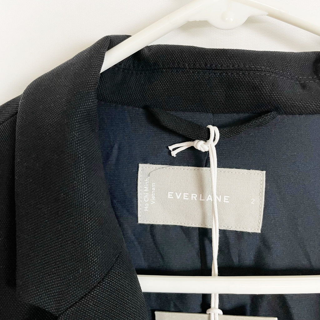 Everlane Womens The Easy Blazer Size 2 Black One Button Lyocell NWT
