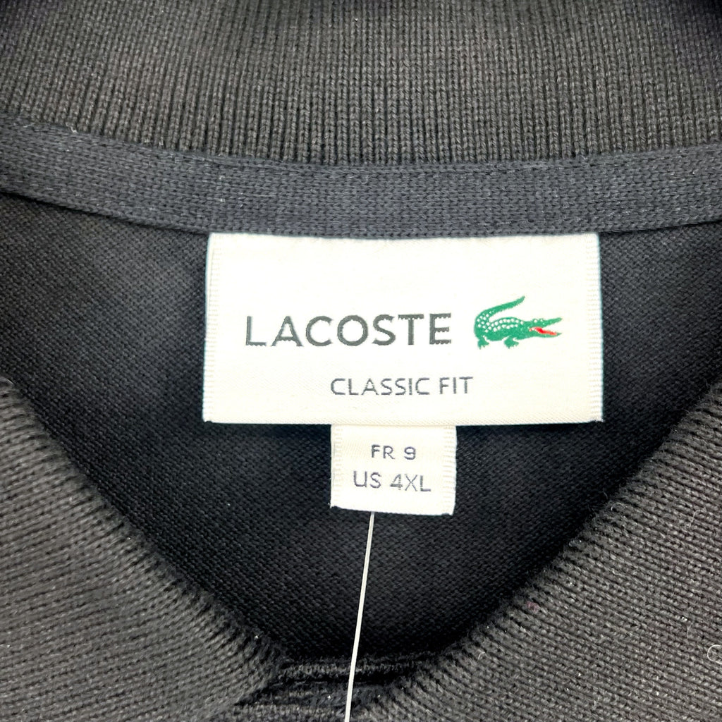 LACOSTE Men's Classic Fit Pique Polo Shirt Size 9 4XL Black Organic Cotton NWT