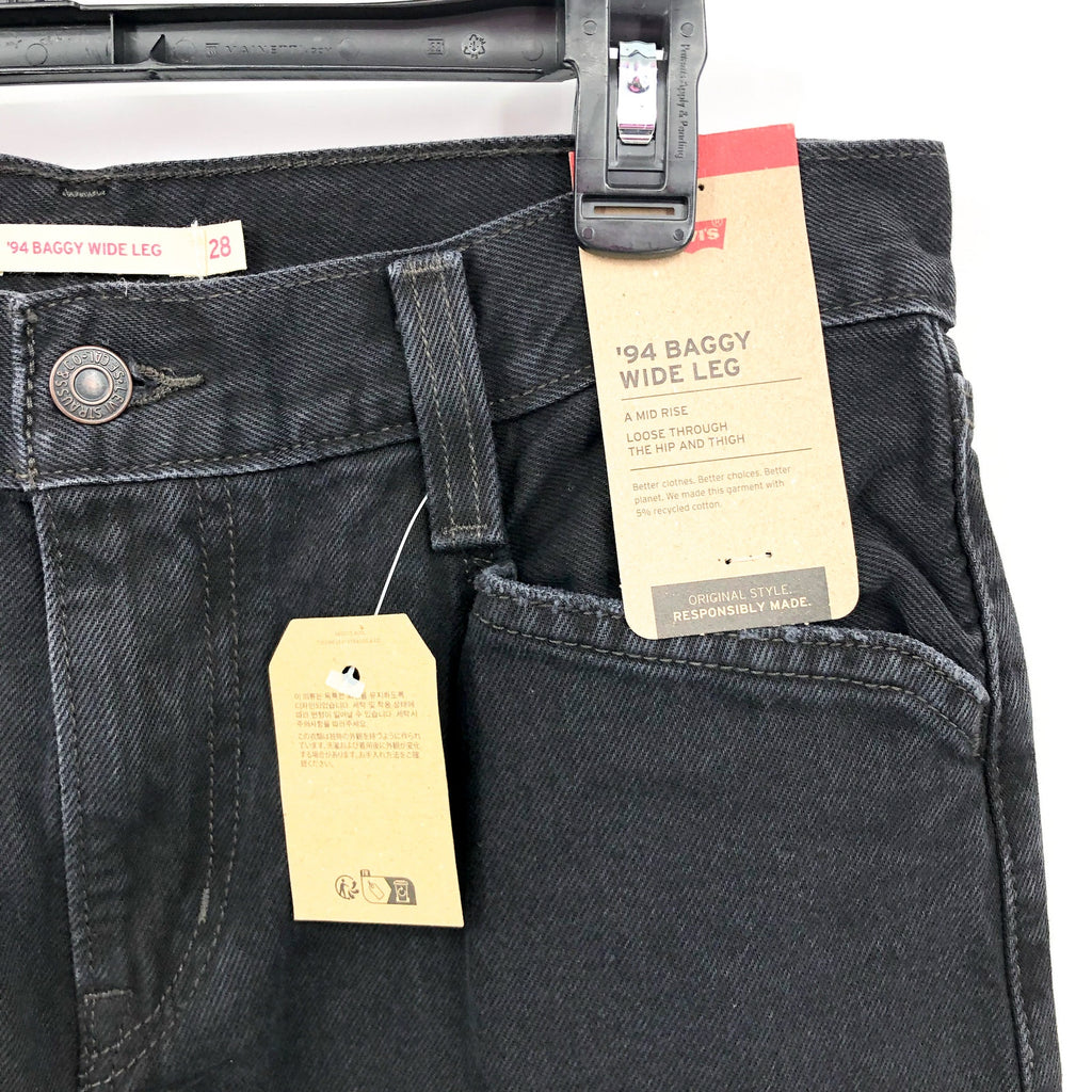 LEVI'S Womens '94 Baggy Wide Leg Jeans 28x31 US 6 Over Exposure Black NWT