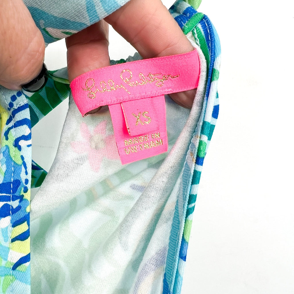 LILLY PULITZER Women's Shirelle Skirted Romper XS Green Via Parigi Lion NWOT