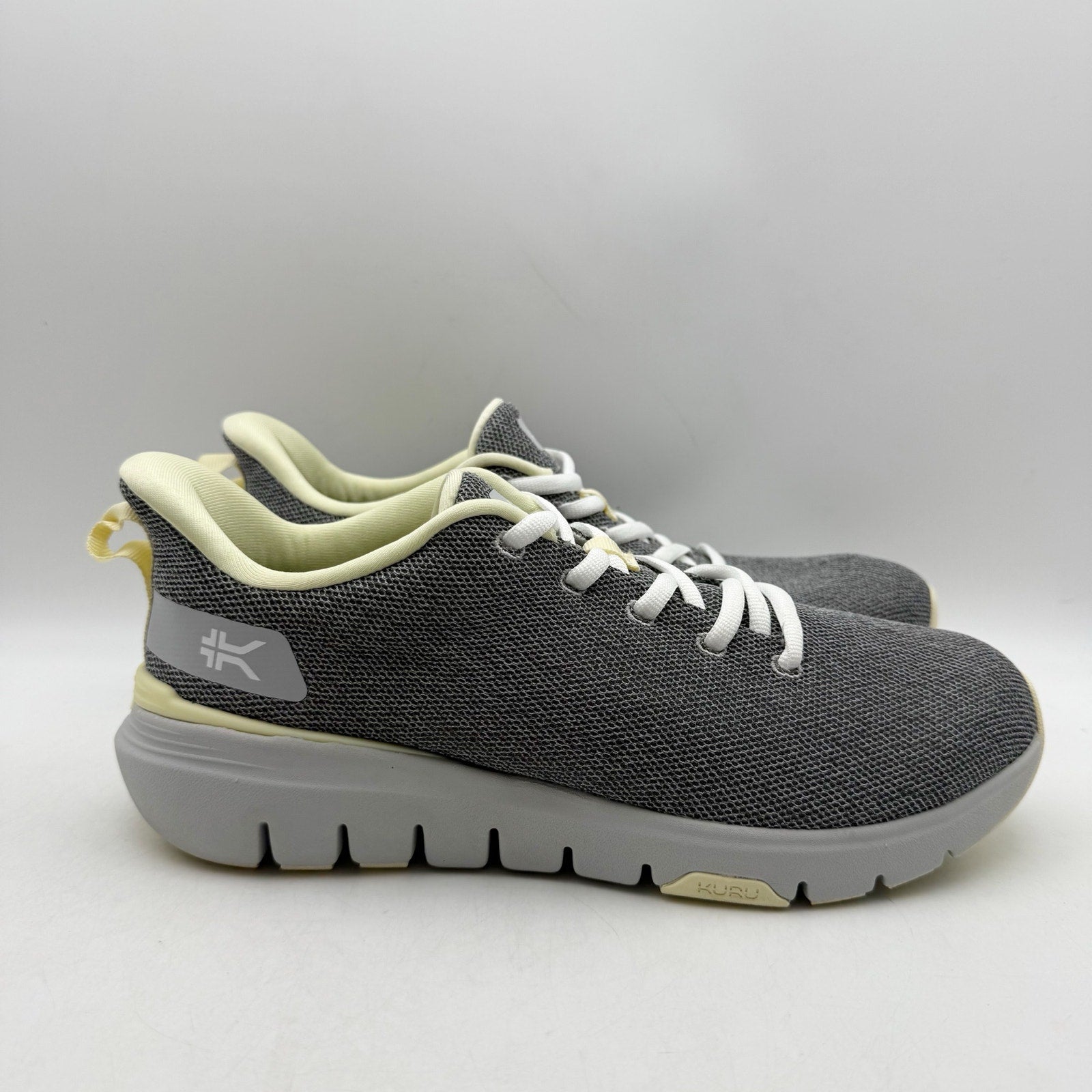 KURU Womens Flex Via Sneakers 8.5 M Dove Gray Pale Lime Athletic Shoes NWOB