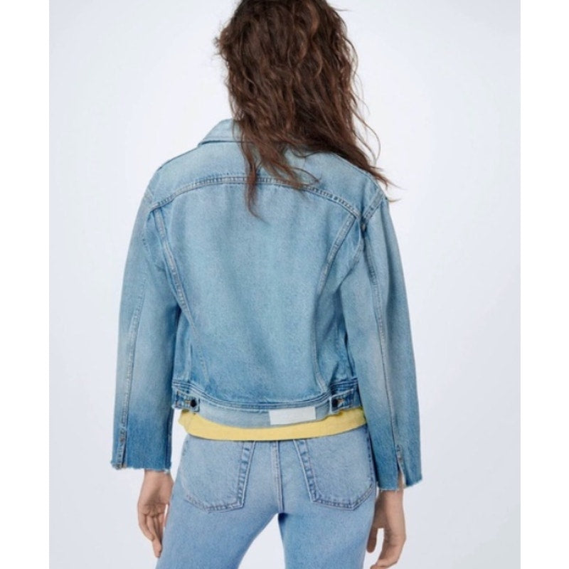 RE/DONE Women's 70s Rodeo Denim Jacket Small Blue Light Worn Distress NWOT