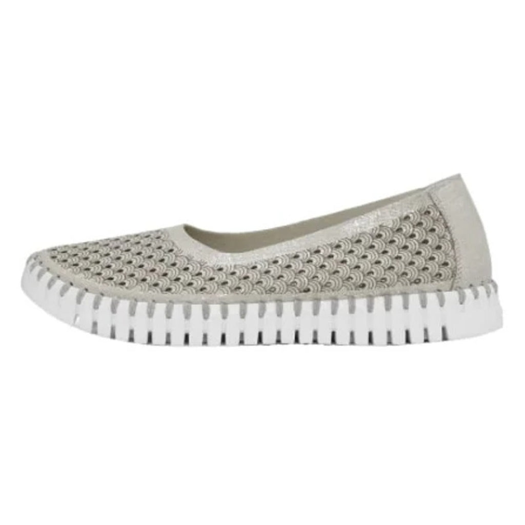 ILSE JACOBSEN Womens Tulip 0026 Ballet Flats EU 37 US 6 Silver Glitter NWOB
