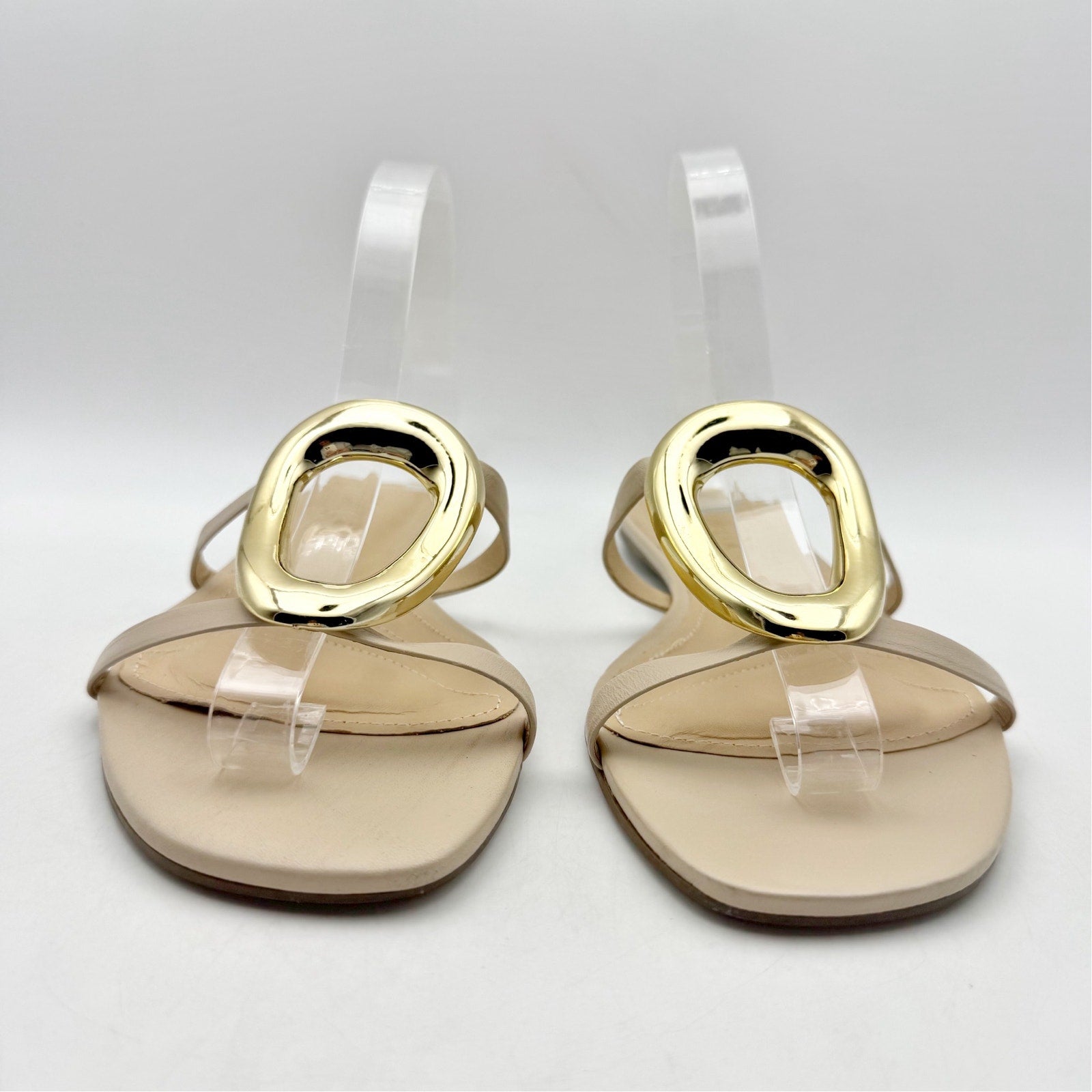 Cecelia New York Womens Mig Slide Sandals US 8.5 Nude Beige Gold Leather NWOB