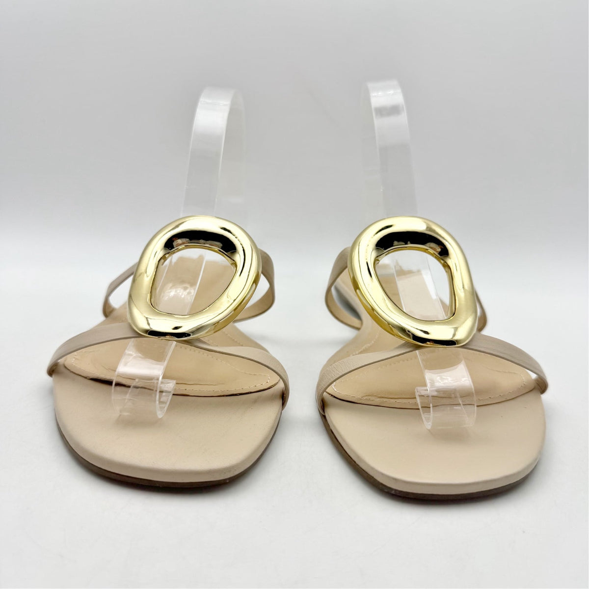 Cecelia New York Womens Mig Slide Sandals US 8.5 Nude Beige Gold Leather NWOB