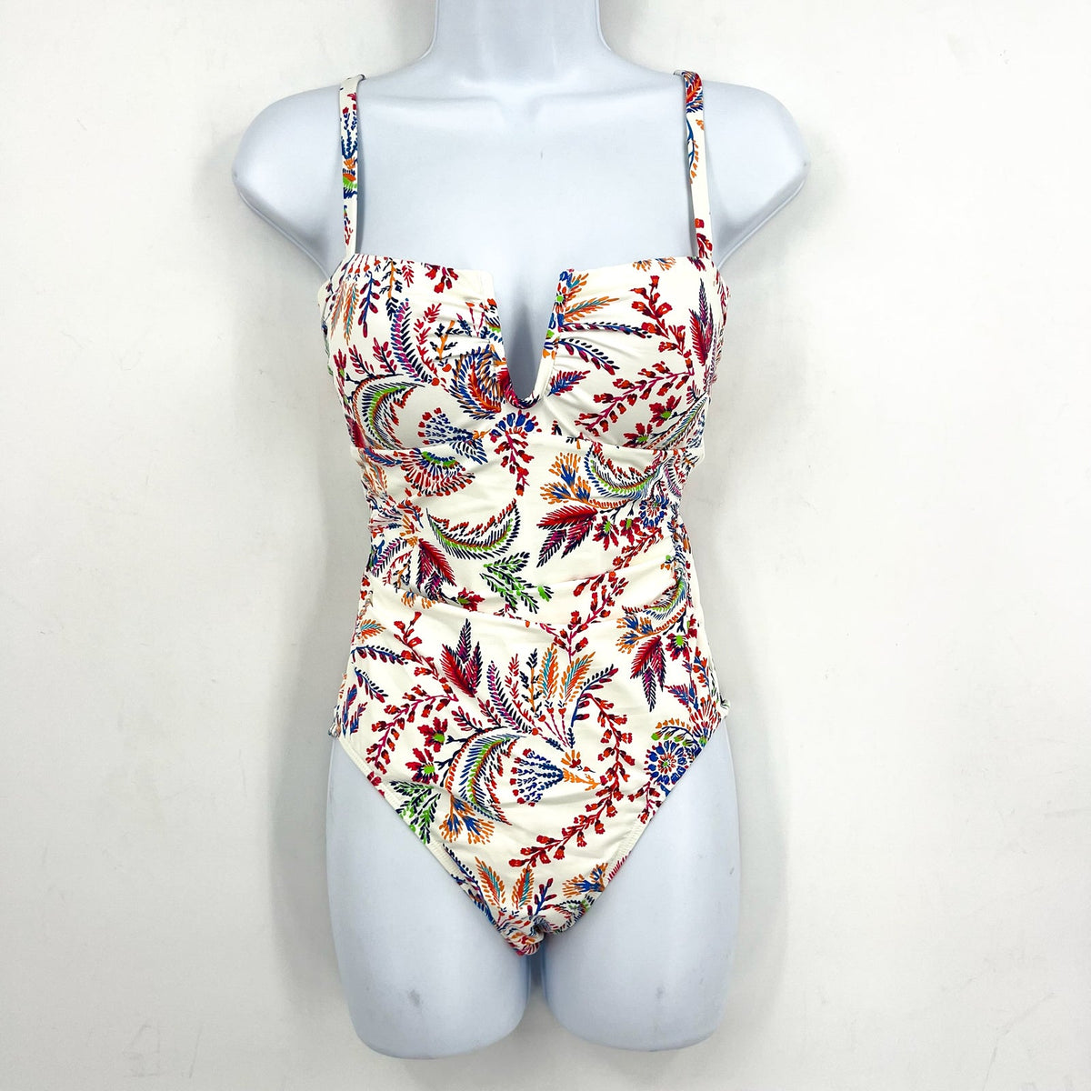 LAUREN RALPH LAUREN Fleurette One Piece Swimsuit Size 14 White Pink Floral NWT