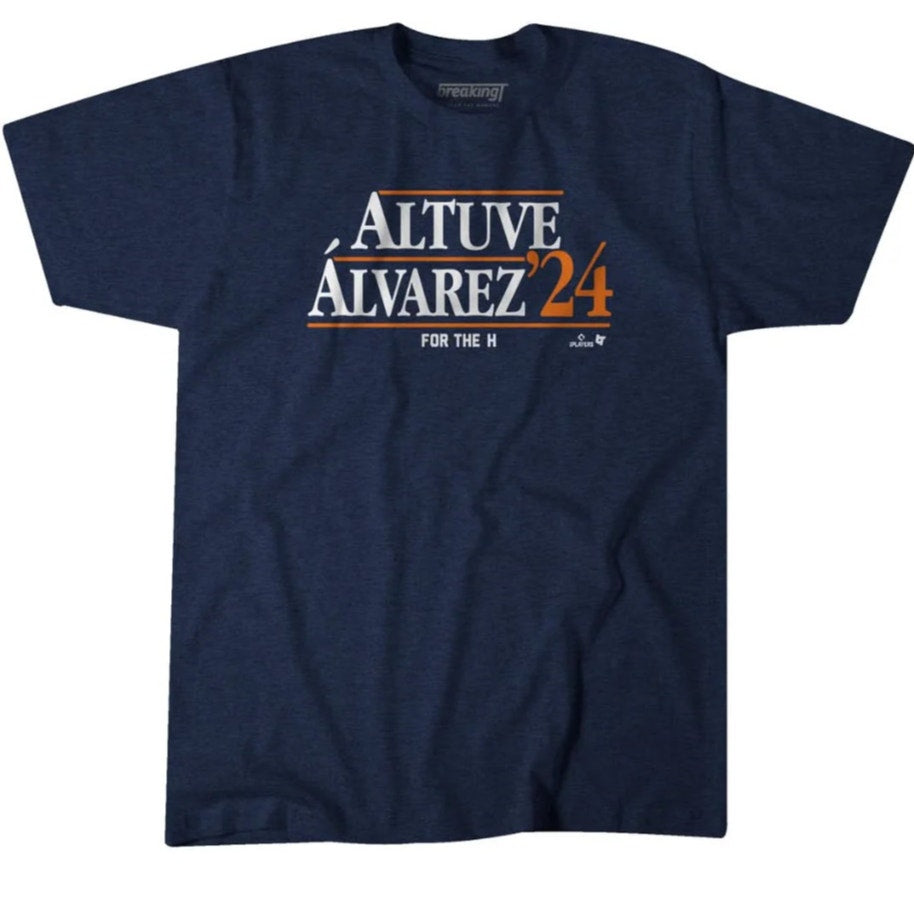 BREAKING T Mens Houston Astros Altuve Alvarez 24 T-Shirt 2XL Navy Blue NWOT