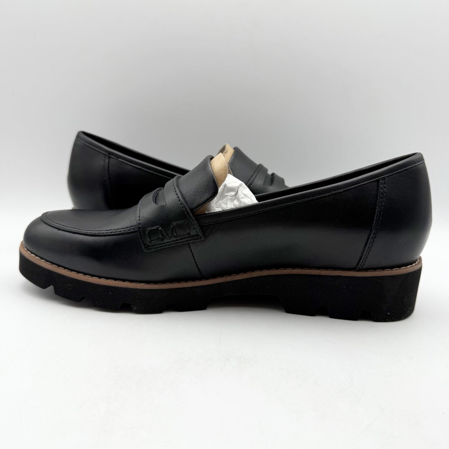 Vionic Womens Cheryl ll Loafers US 7 Wide EU 37 Black Leather NIB