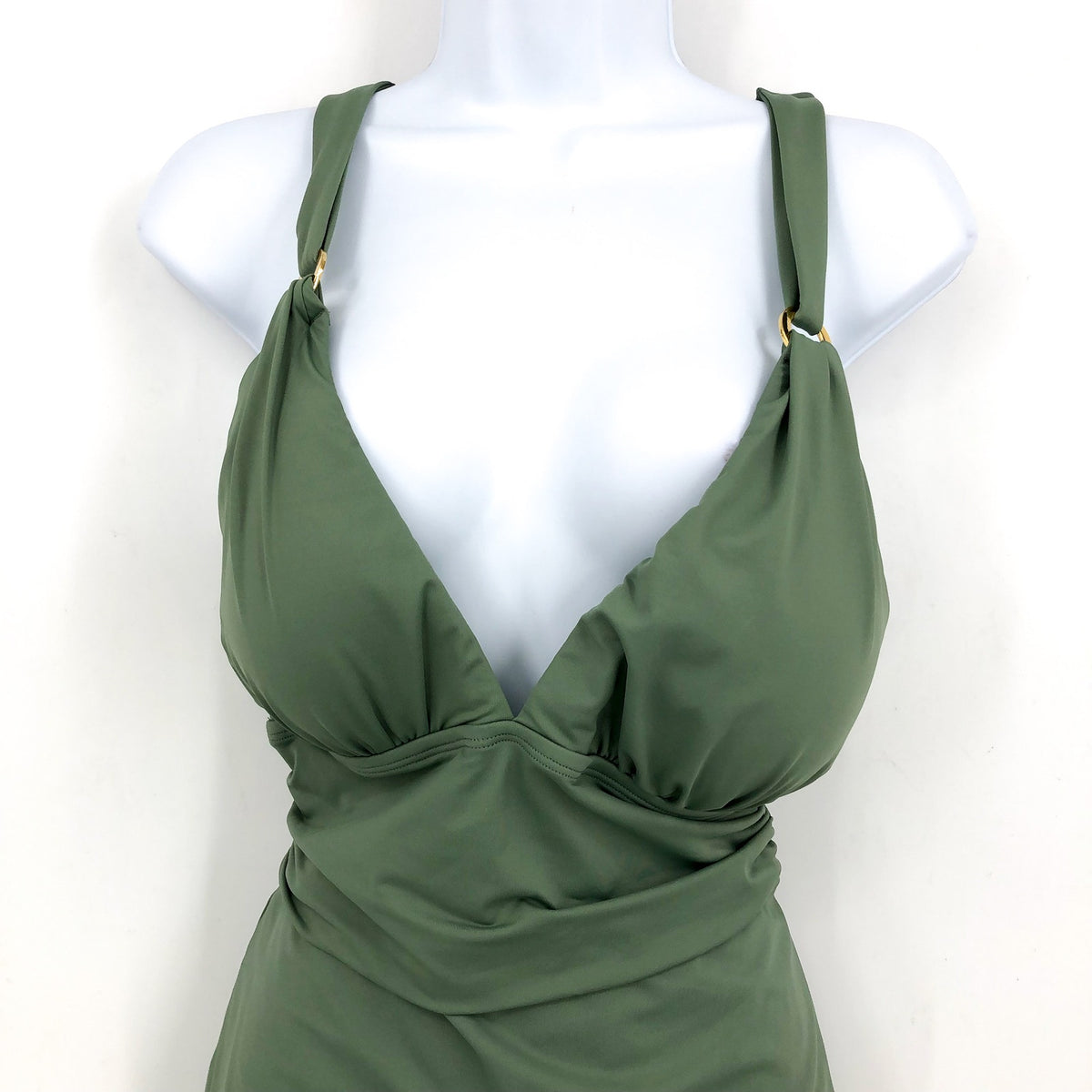 TOMMY BAHAMA Paradise Fronds One Piece Swimsuit Size 4 Green Tea Leaf Vneck NWT