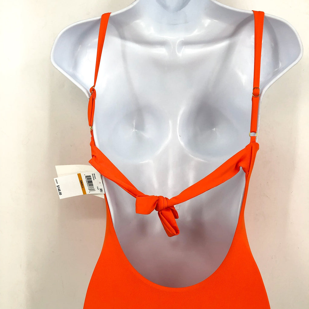 BECCA Women's Baja Mar One Piece Swimsuit Small Orange Carrot High Neck NWT