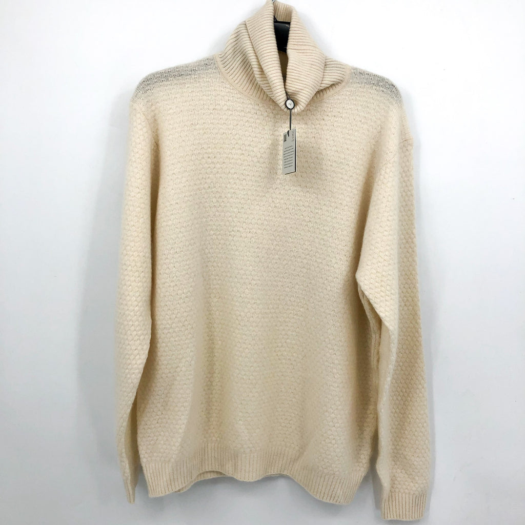 JACK VICTOR Men's Renfrew Turtleneck Sweater XL White Ecru Cashmere Wool NWT