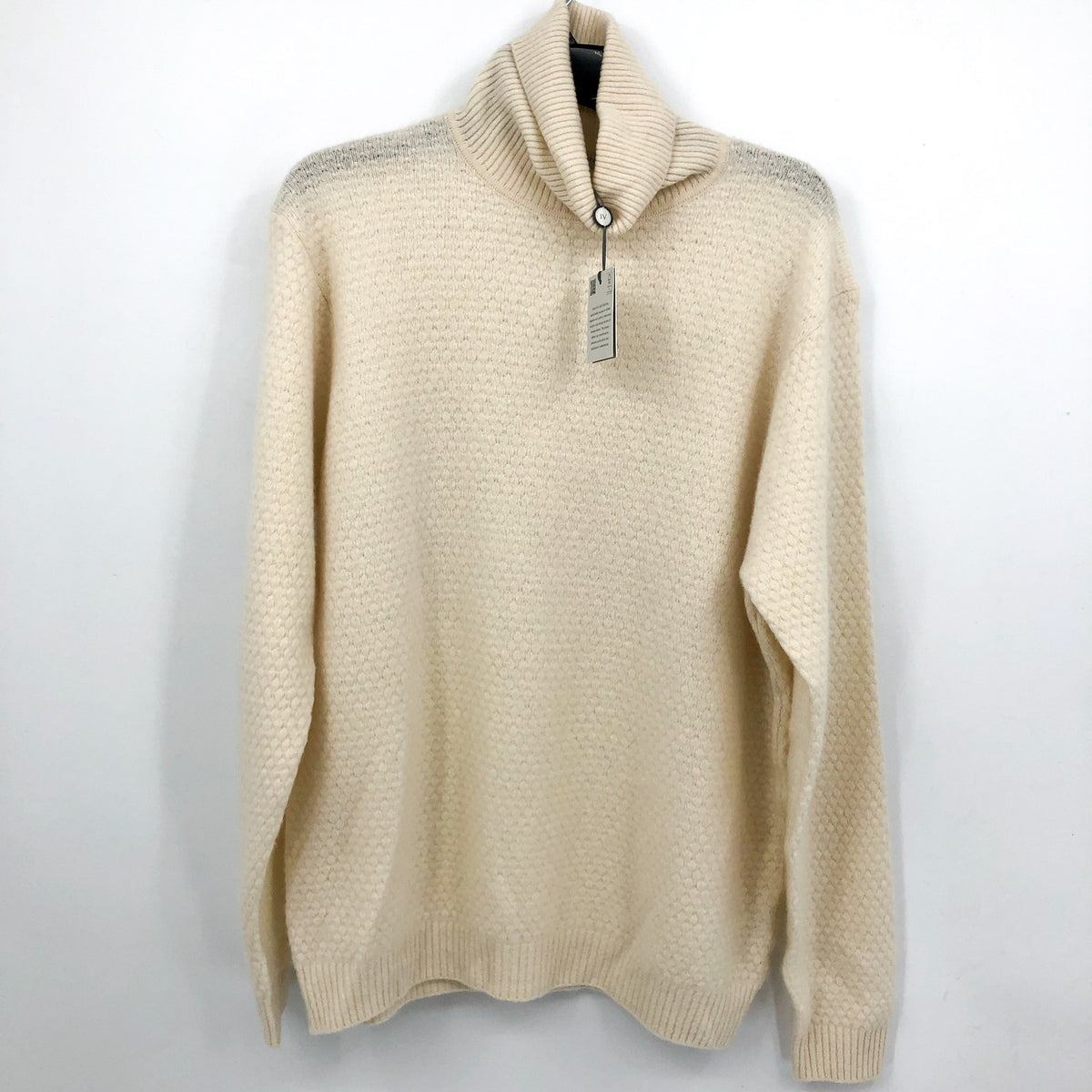 JACK VICTOR Men's Renfrew Turtleneck Sweater XL White Ecru Cashmere Wool NWT