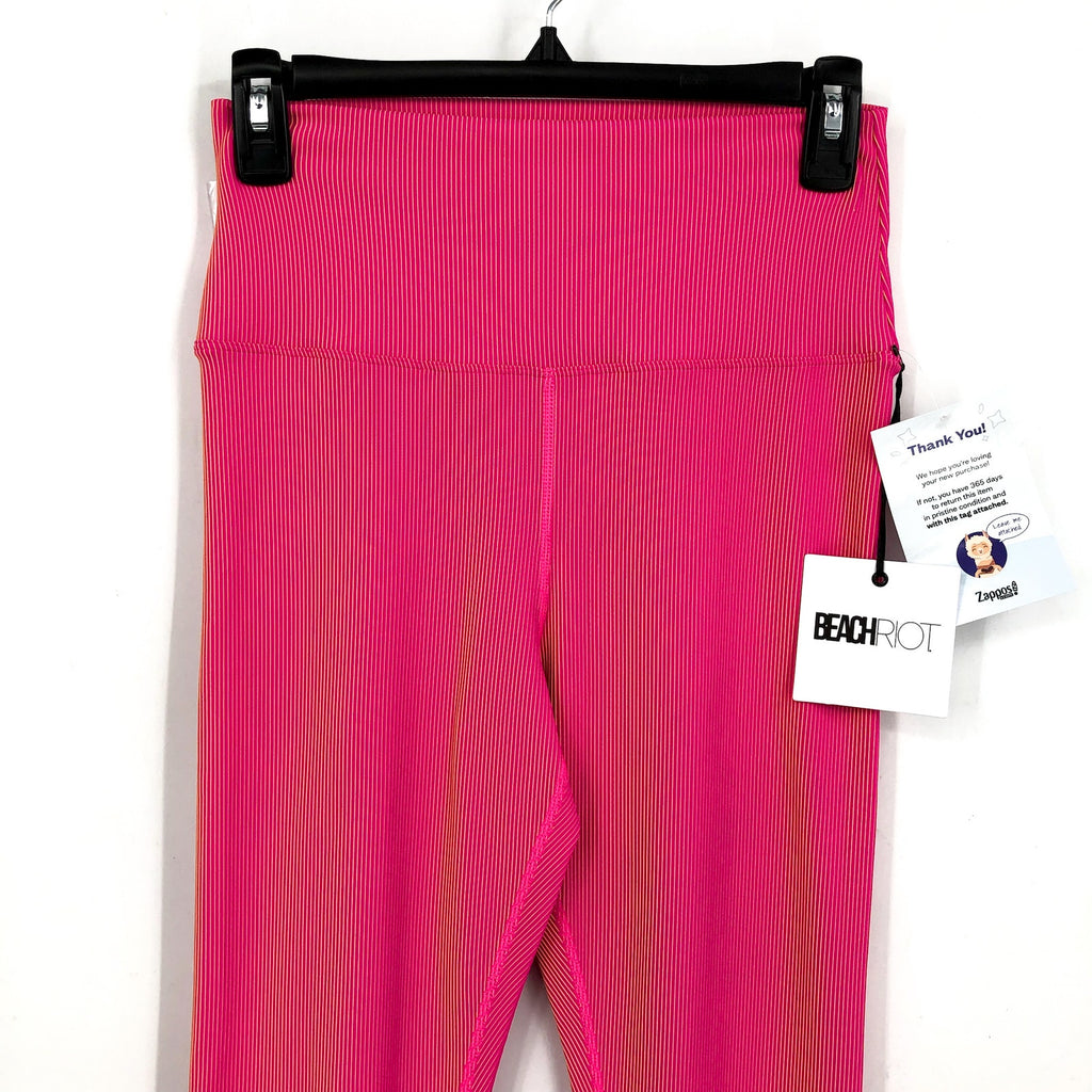 BEACH RIOT Women's Tayler Rib 7/8 Leggings Large Pink Sunset Two Tone NWT