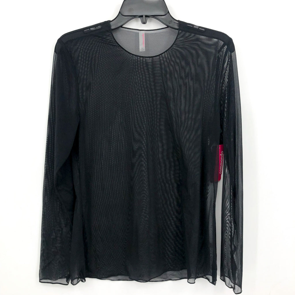 COMMANDO Women's Chic Mesh Long Sleeve Tee Medium Large Black Sheer NWT
