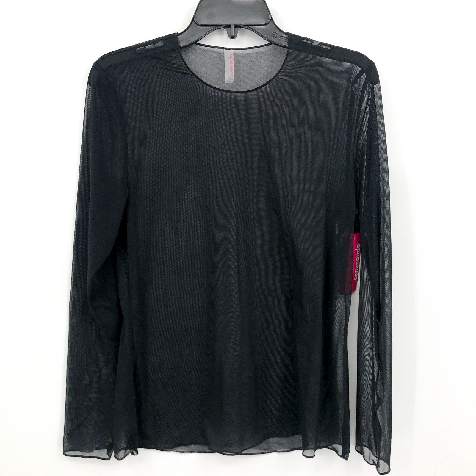 COMMANDO Women's Chic Mesh Long Sleeve Tee Medium Large Black Sheer NWT