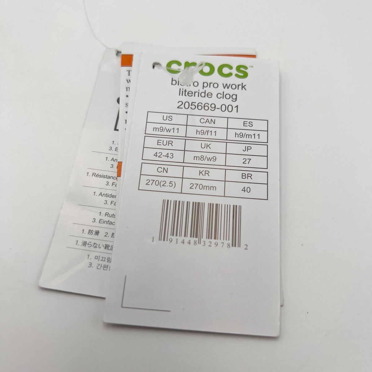 Crocs Bistro Pro Literide Work Clogs Mens 9 Womens 11 Black SR NIB
