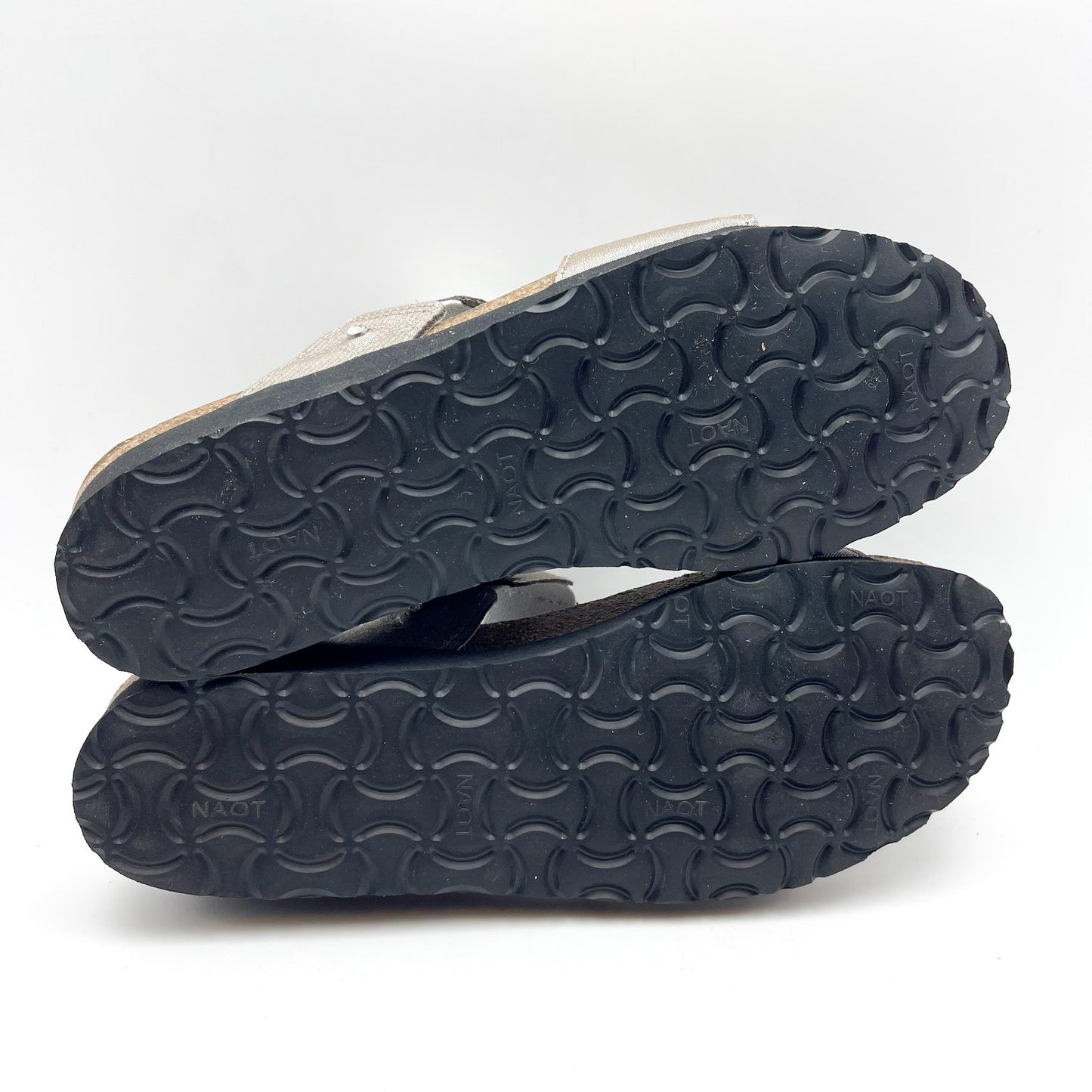 NAOT Womens Ashley Wedge Sandals EU 39 US 8 Silver Leather Rhinestone NWOB