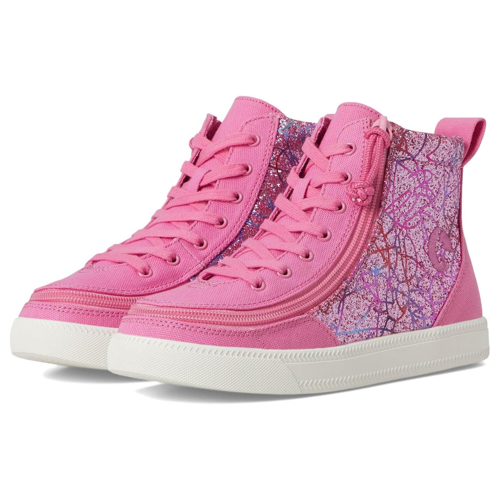 BILLY Footwear Kids Classic Lace High Sneakers Size 7 Big Kid Pink Print NWOB