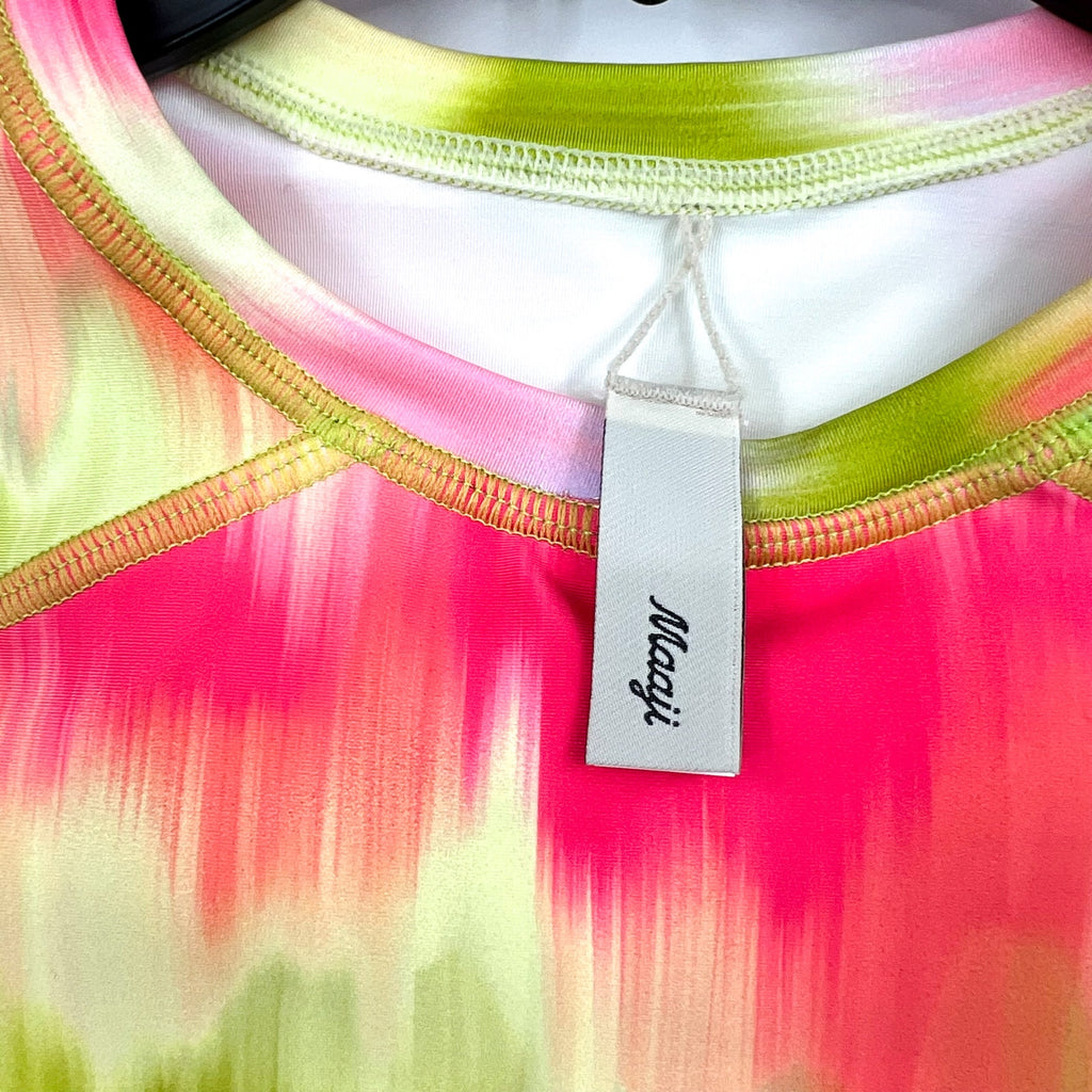 MAAJI Girl's Odyssey Rashguard Swimsuit Set Size 14 Green Pink Long Sleeve NWT