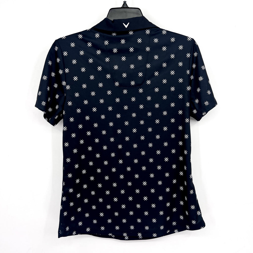 CALLAWAY Womens Opti-Dri Golf Polo Shirt Medium Black Caviar Geometric Print NWT