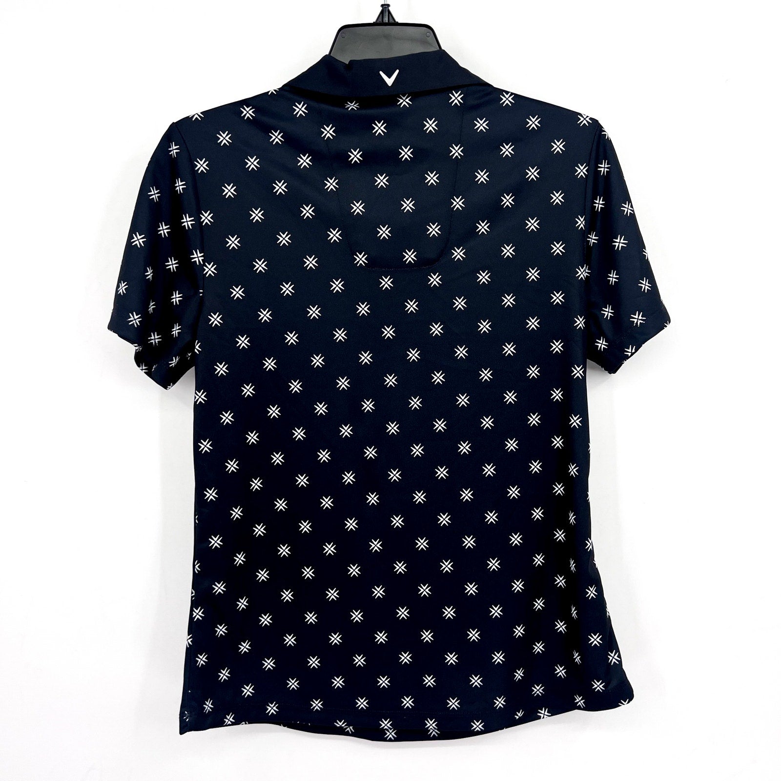 CALLAWAY Womens Opti-Dri Golf Polo Shirt Medium Black Caviar Geometric Print NWT
