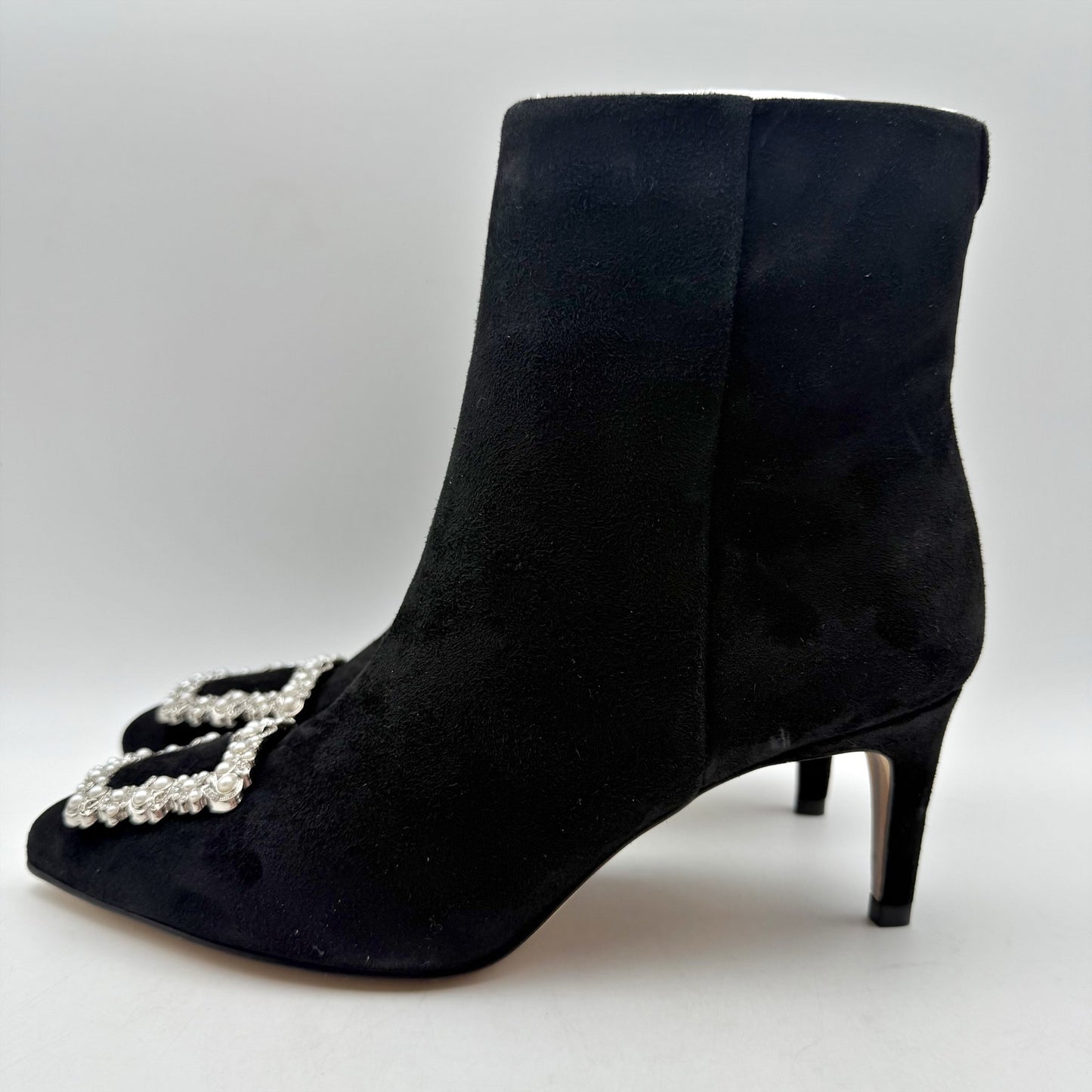 Sam Edelman Womens Ulissa Luster Ankle Bootie US 7.5 Black Suede Rhinestone NWOB