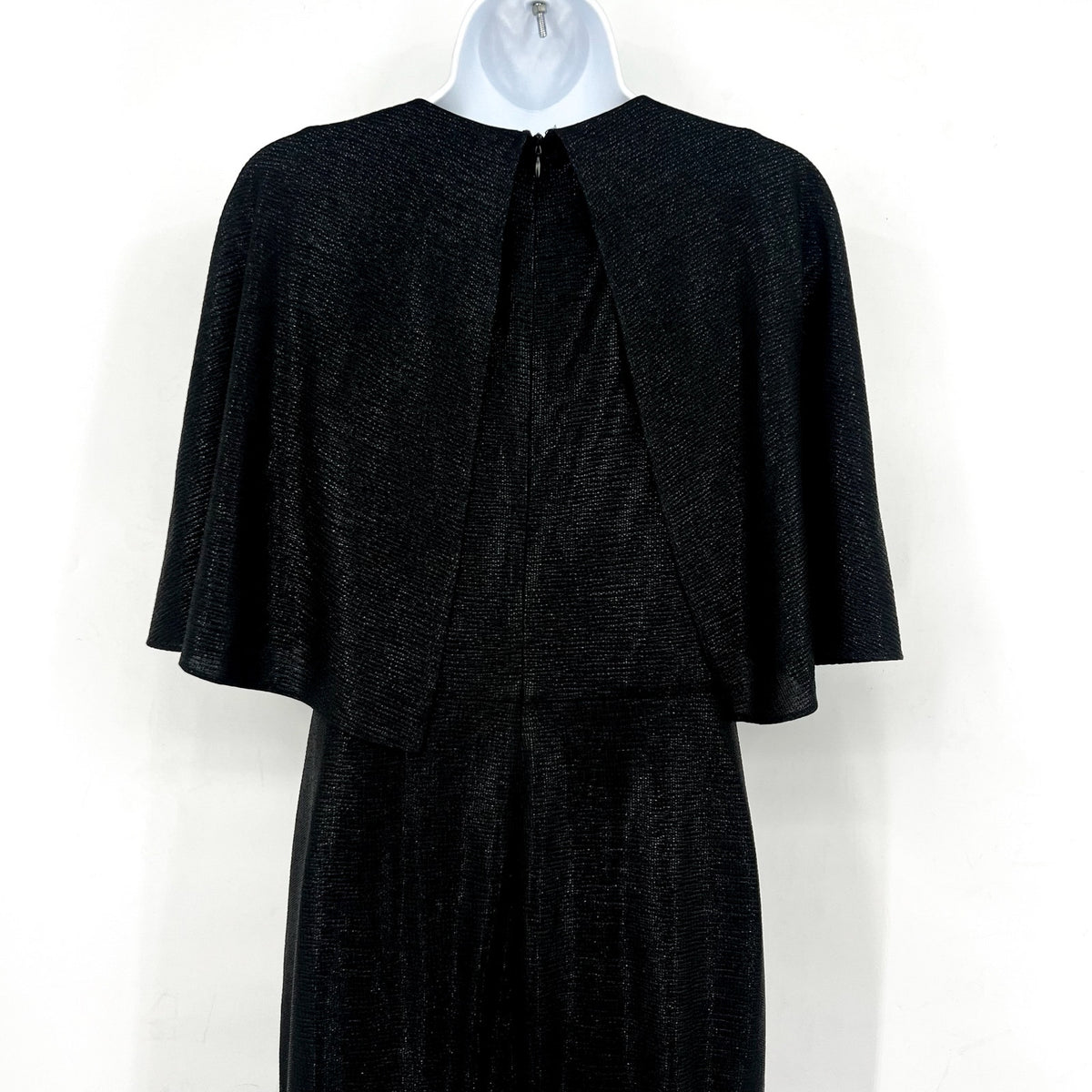 LAUREN RALPH LAUREN Twist-Front Cape Gown Size 6 Black Metallic Knit Dress NWT