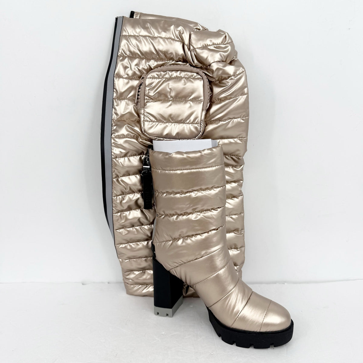 Naturalizer Think Robyn Womens Crosswalk Boots Size 6 Cashmere Gold Puff NIB