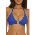 BECCA Women's Coast Halter Bikini Top Small Blue Ultramarine Adjustable Tie NWT