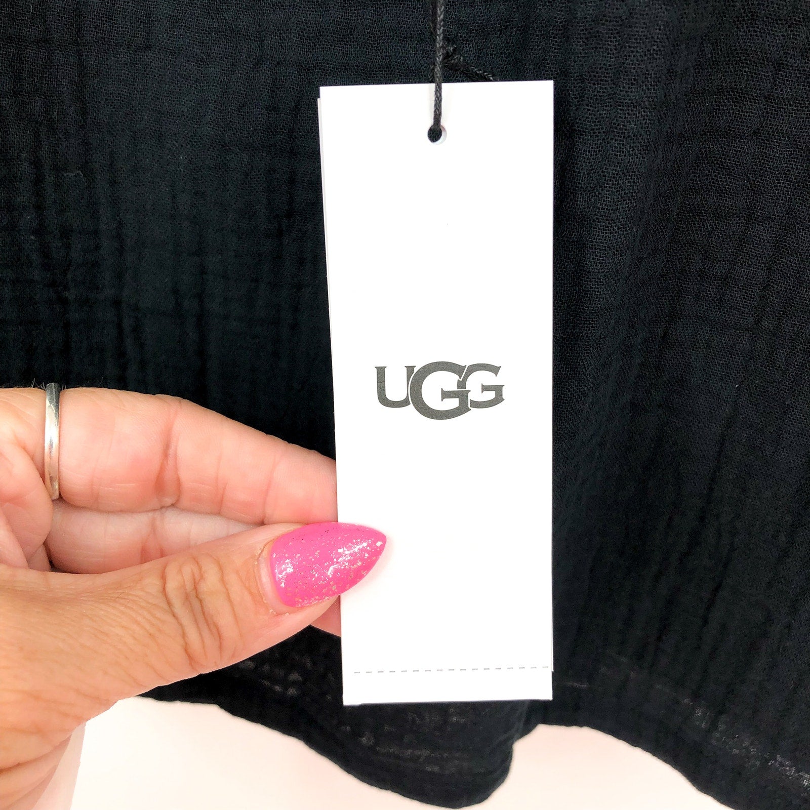 UGG Women's Cinthia Tank Cami XS Tarr Black Cropped Cotton Gauze NWT