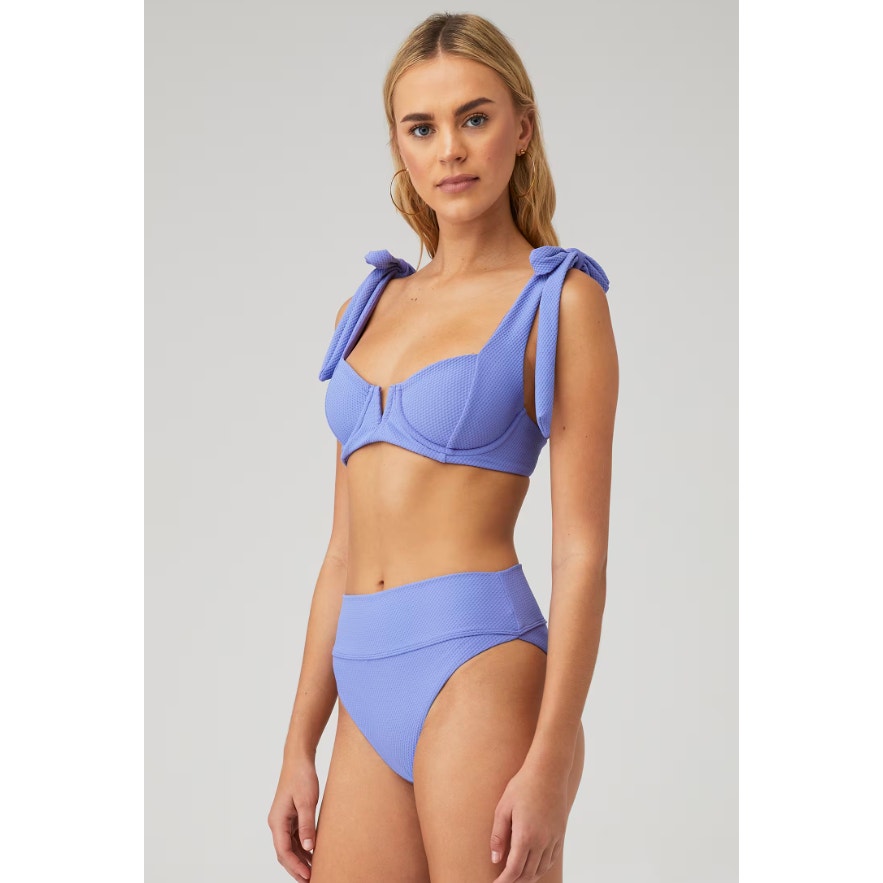 BEACH RIOT Women's Blair Bikini Top Small Periwinkle Purple Tie Shoulder NWT