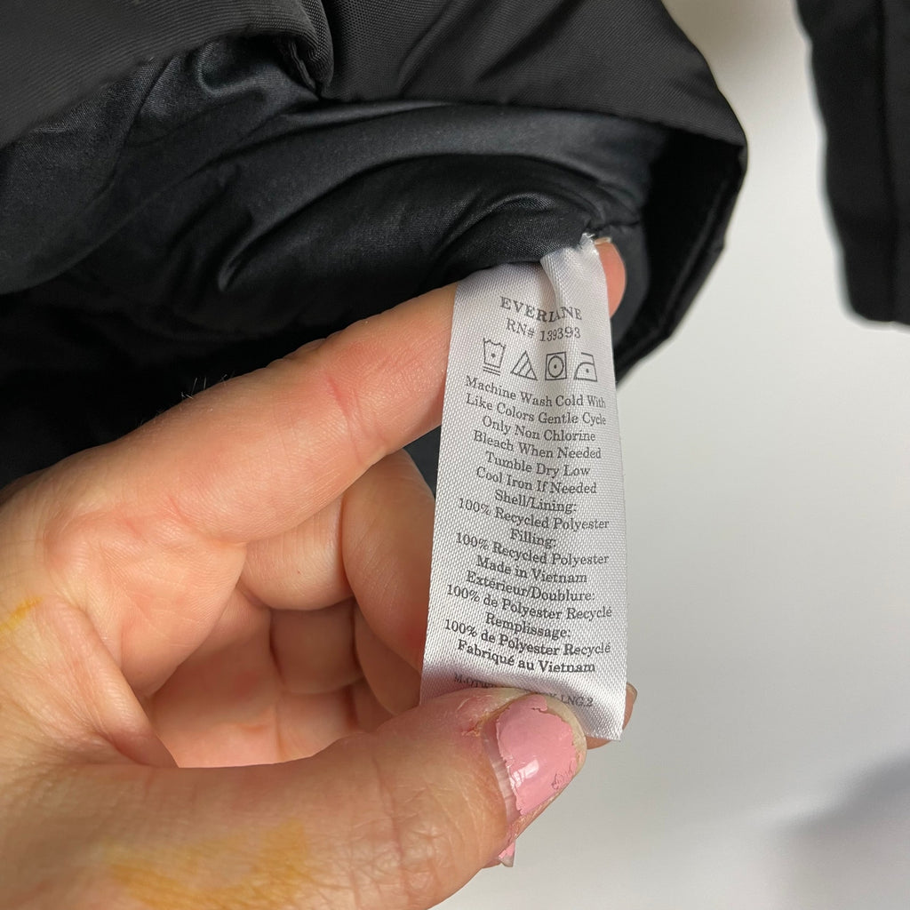 Everlane Mens The Renew Long Parka Coat XS Black Primaloft Hood Extra Heavy NWT