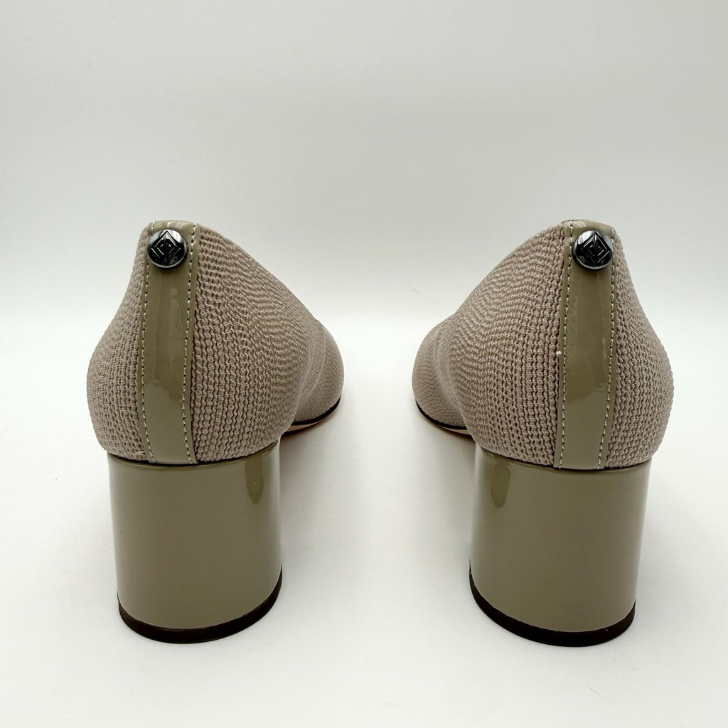 Donald Pliner Womens Suzette Heels Size 7.5 M Taupe Stretch Knit Pumps NIB