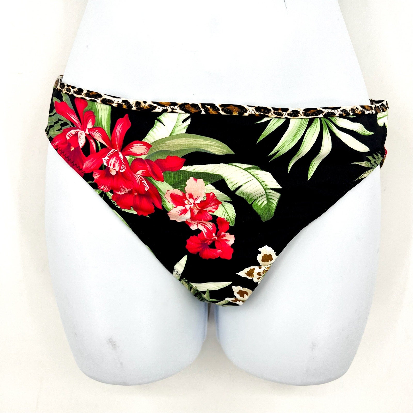 TOMMY BAHAMA Lily Cat Reversible Hipster Bikini Bottoms Medium Black Printed NWT