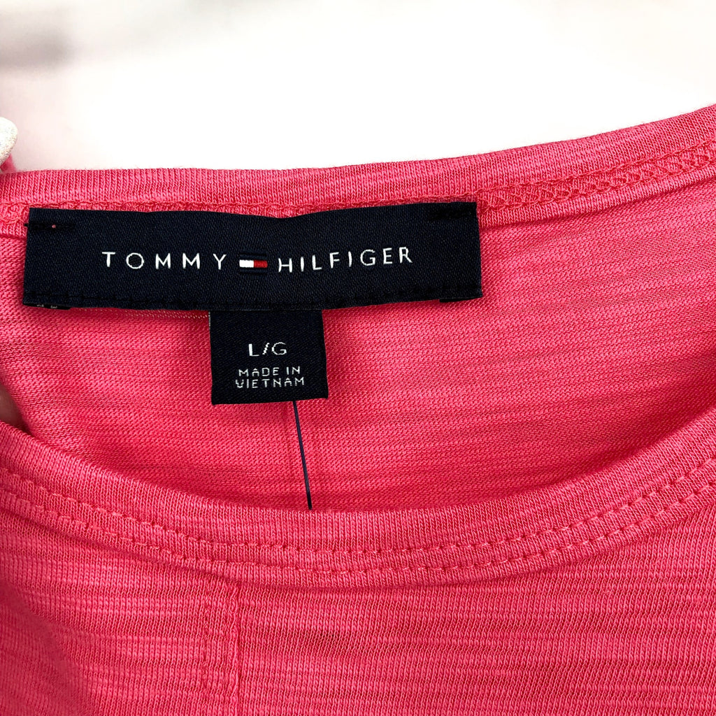 TOMMY HILFIGER Women's Knit Dress Large Pink Short Sleeve Cotton Modal NWT