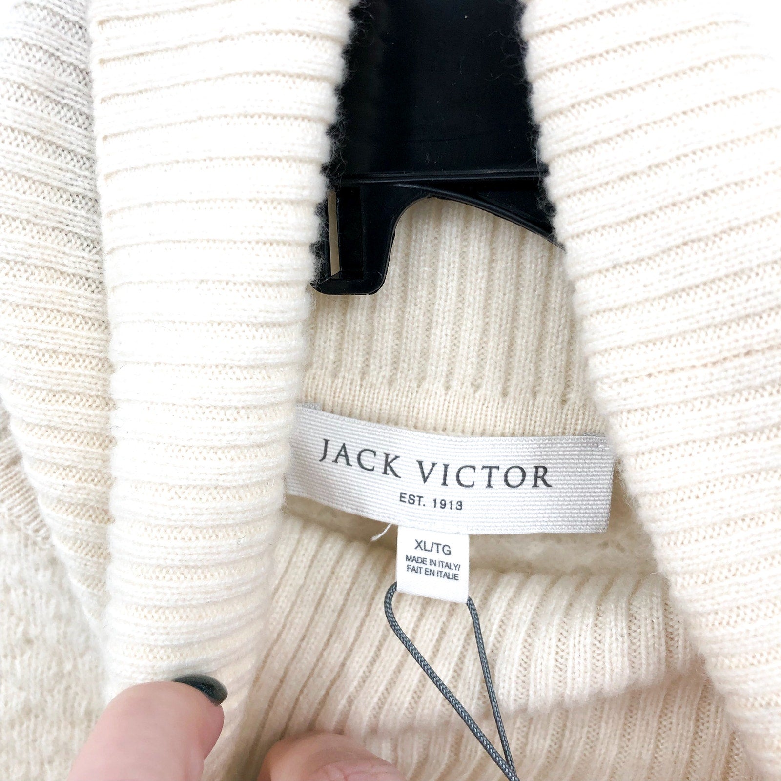 JACK VICTOR Men's Renfrew Turtleneck Sweater XL White Ecru Cashmere Wool NWT