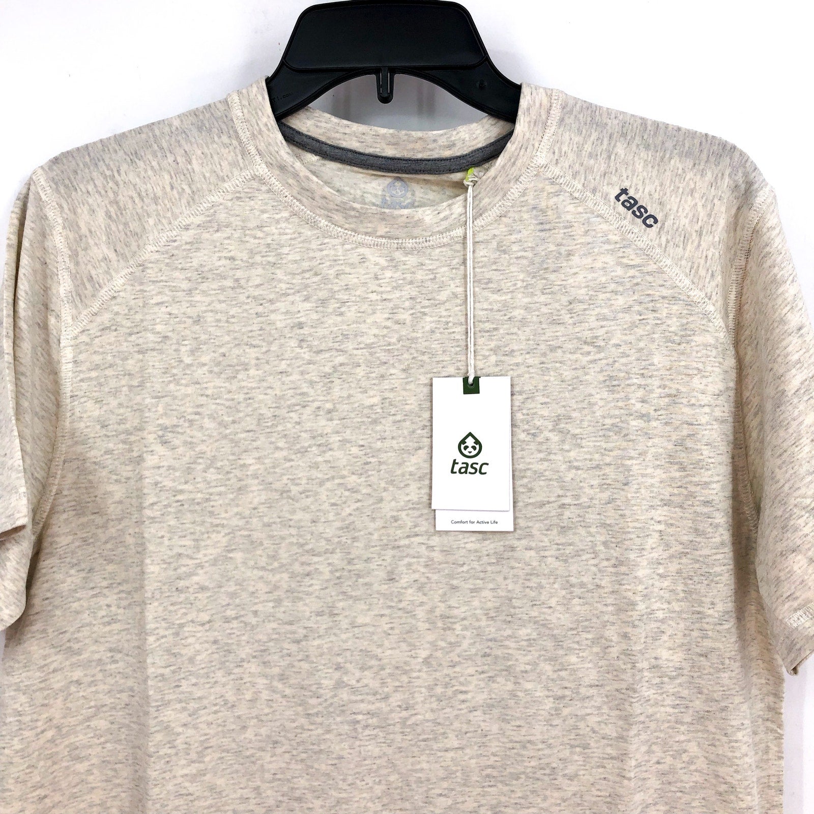 TASC Mens Performance Carrollton Fitness T-Shirt XL Beige Mineral Heather NWT