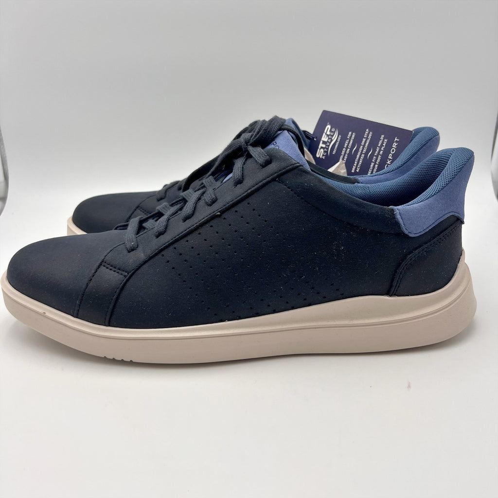 Rockport Mens Tristen Step Activated Sneakers Size 11.5 WIDE Blue Leather NWOB