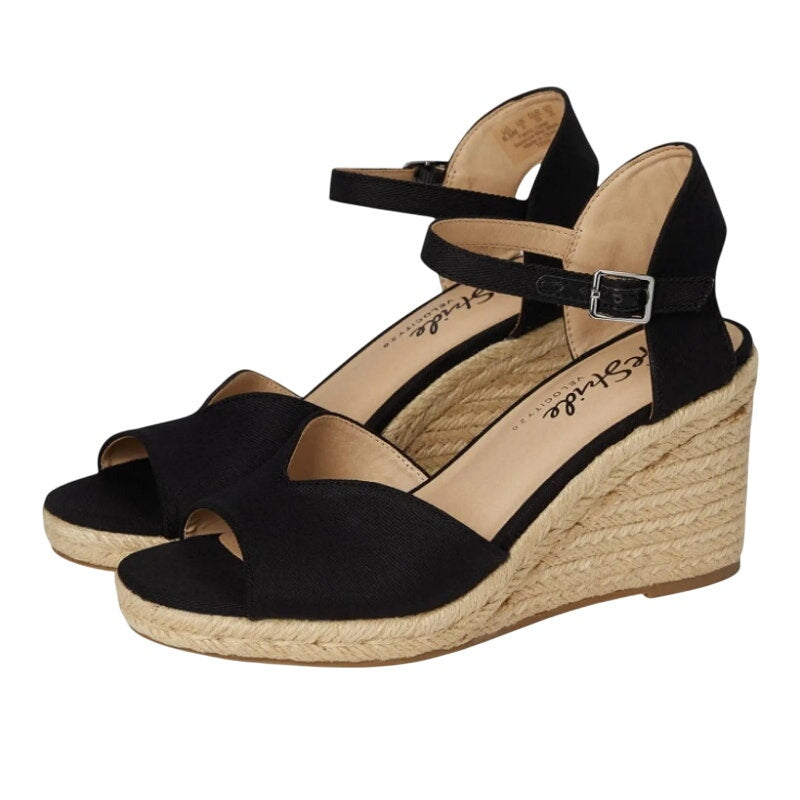 LifeStride Womens Tess Wedge Espadrille Sandals US 11 Wide EU 42 Black NIB