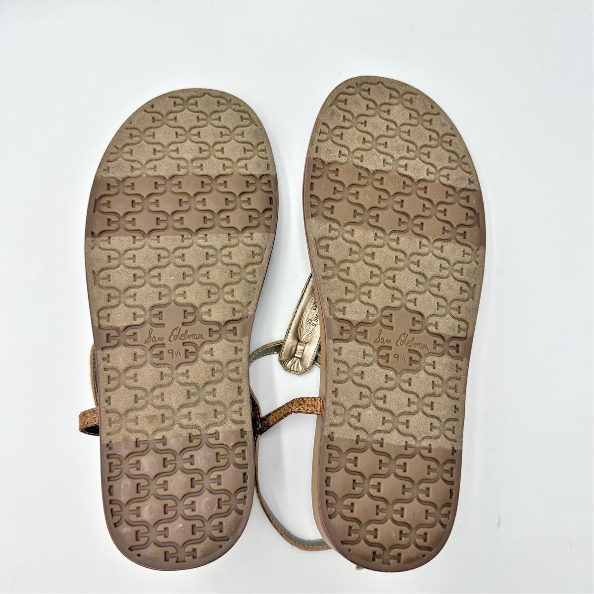 Sam Edelman Womens Naomi T-Strap Flat Sandals Size 9.5 M Green Tan NIB